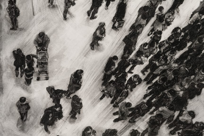 North-South Filings 85cm x 35cm charcoal, pastel on fabriano Finalist in Adelaide Perry Prize for Drawing (Sydney) SOLD