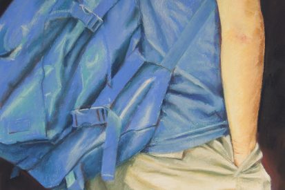 Back pack on MTR (Sha Tin) 105cm x 75cm (including frame) pastel on paper