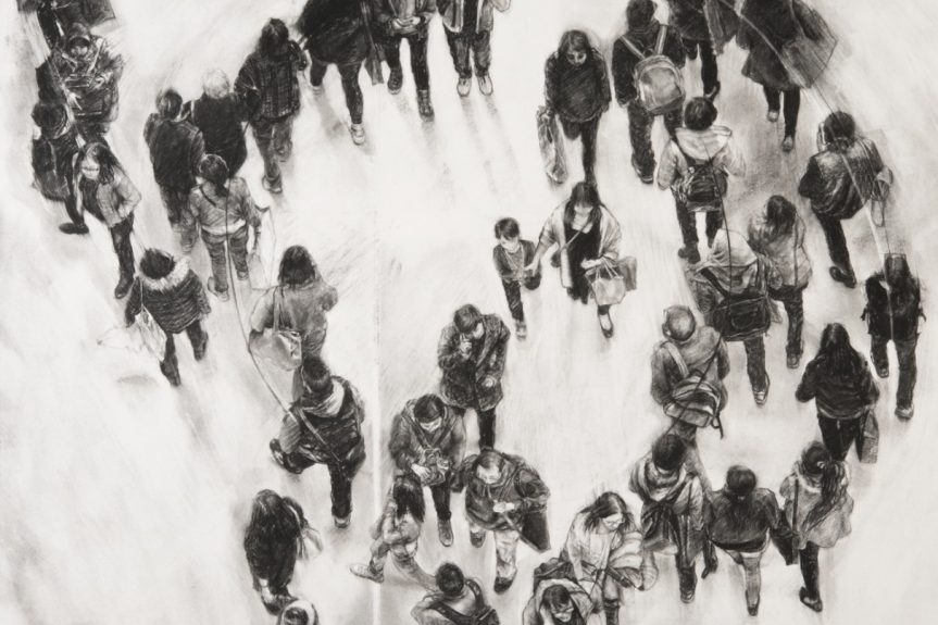 Circuit 99cm x 112cm (including frame) Charcoal and conte on arches Finalist in the A.M.E. Bale Prize for Drawing.