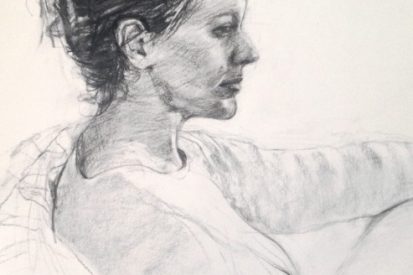 Gillian, charcoal on paper. SOLD