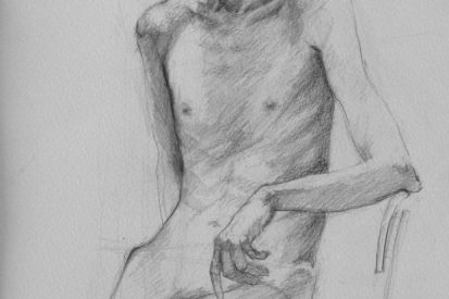 Life Model, Sha Tin, charcoal on paper