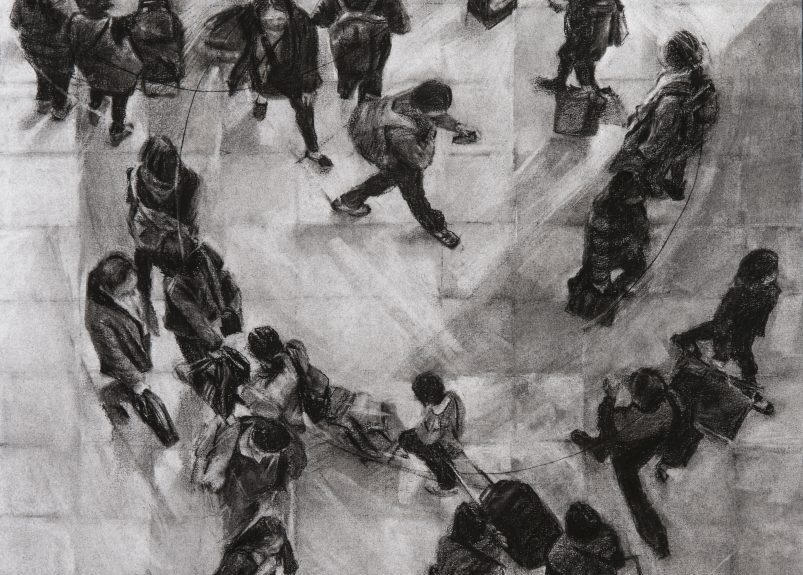 On the Grid 97cm x 78cm (including frame), charcoal, conte on fabriano Finalist in the Paul Guest Drawing Prize (Bendigo)