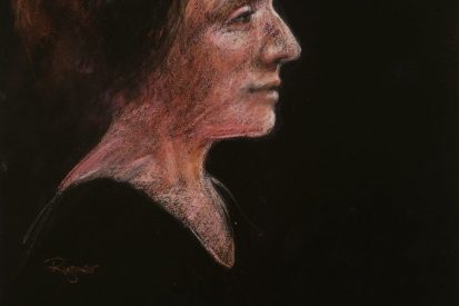 Study for Winter Light 57cm x 43cm conte and pastel on black pastel paper