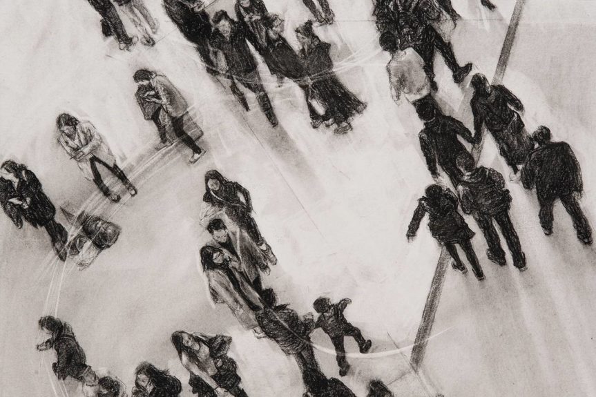 Converge III  68cm x 50cm (including frame) charcoal, conte on canson