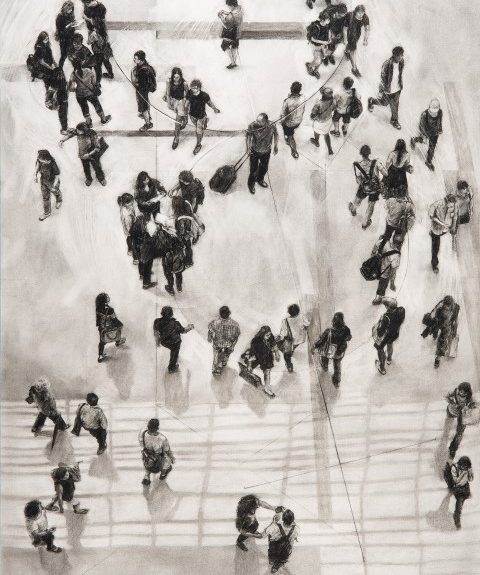 Mercury 128cm x 98cm (including frame) charcoal, conte on fabriano Finalist in the Ravenswood Prize, 2019