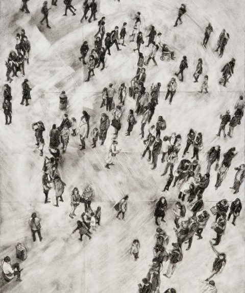 Drawn In 78cm x 59cm (including frame) charcoal, conte on canson