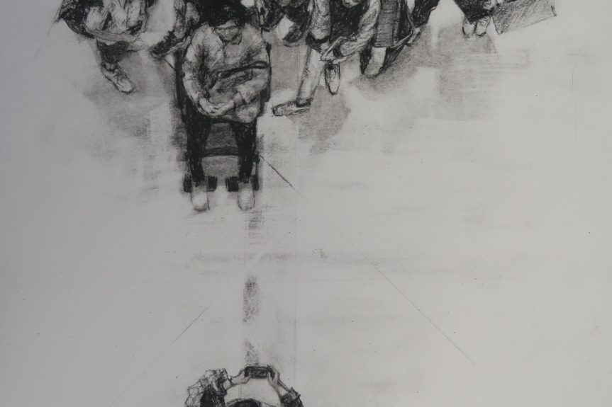 Yum Cha 20cm x 20cm charcoal, conte on prepared board (SOLD)