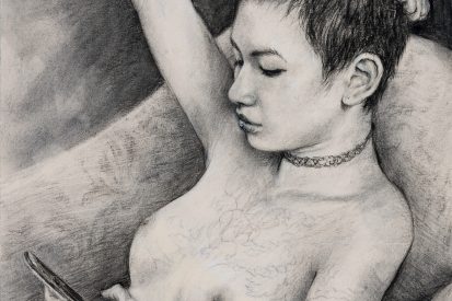 Jade 38cm x 28cm (unframed) charcoal, conte on canson