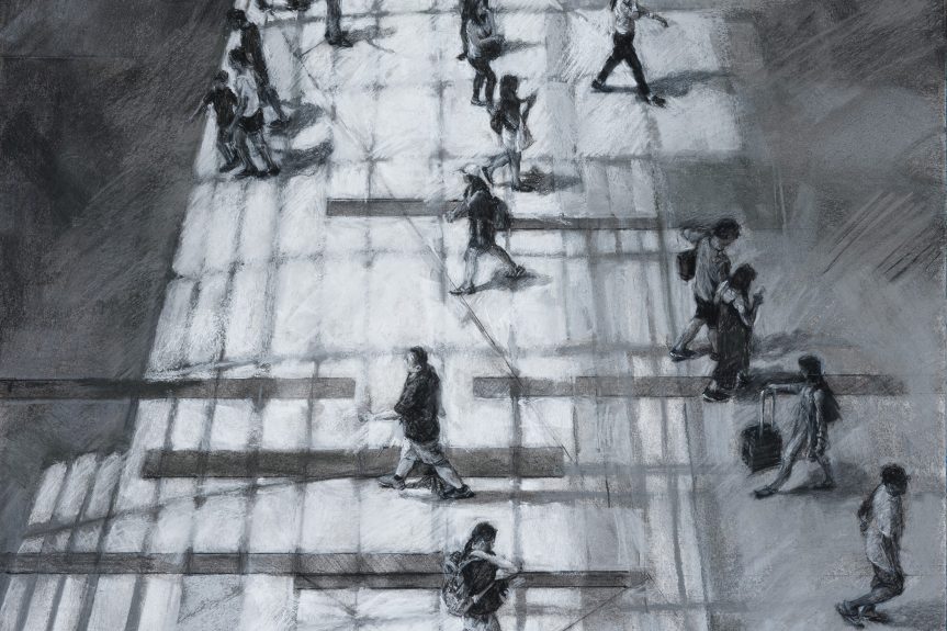 Twilight 95cm x 68cm (including frame) charcoal, pastel on fabriano