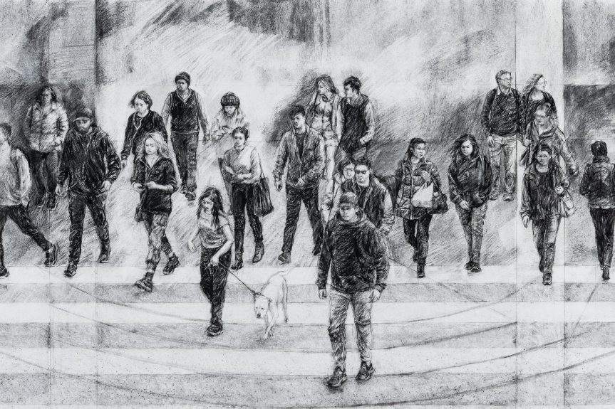 Verge 62cm x 80cm (including frame) charcoal, conte on fabriano Finalist in the Lyn McCrea Memorial Darwing Prize, 2019