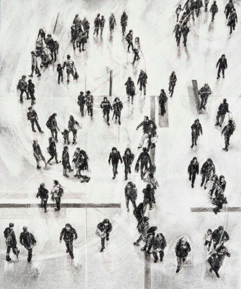 Cross-section III 2019 64cm x 46cm charcoal, conte on fabriano