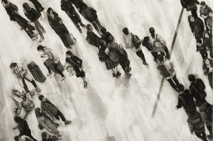 Square the Circle, Charcoal, conte on Arches 75cm x 55cm (unframed) Finalist in Swan Hill Print & Drawing Award 2022